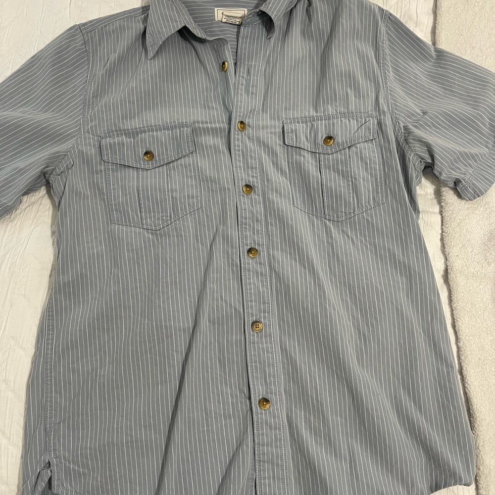 Blue and white docker button down